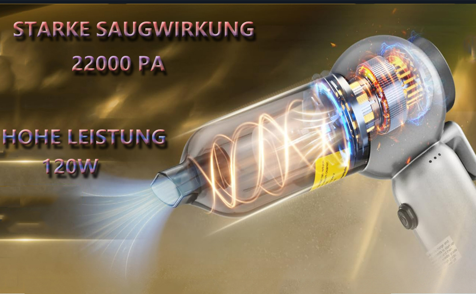 Акумуляторний автомобільний пилосос 4-в-1, потужність 22000Па, бездротовий ручний пилосос з HEPA-фільтром та склобивачем для авто та дому
