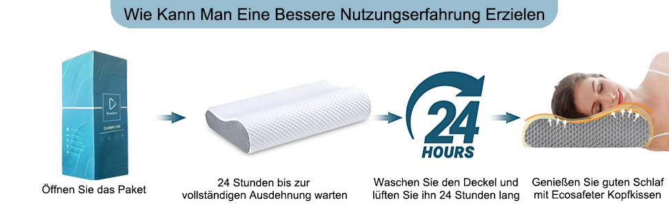 Ергономічна подушка з ефектом пам'яті Memory Foam для шиї та голови, ортопедична підтримка HWS для сну на боці та спині, з гігієнічним чохлом з бамбука (Білий)