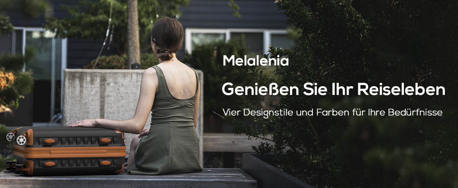 Набір валіз Melalenia 3 шт. з жорсткою обшивкою, чорний (M 53см + L 63см + XL 73см), з TSA замком та 4 колесами