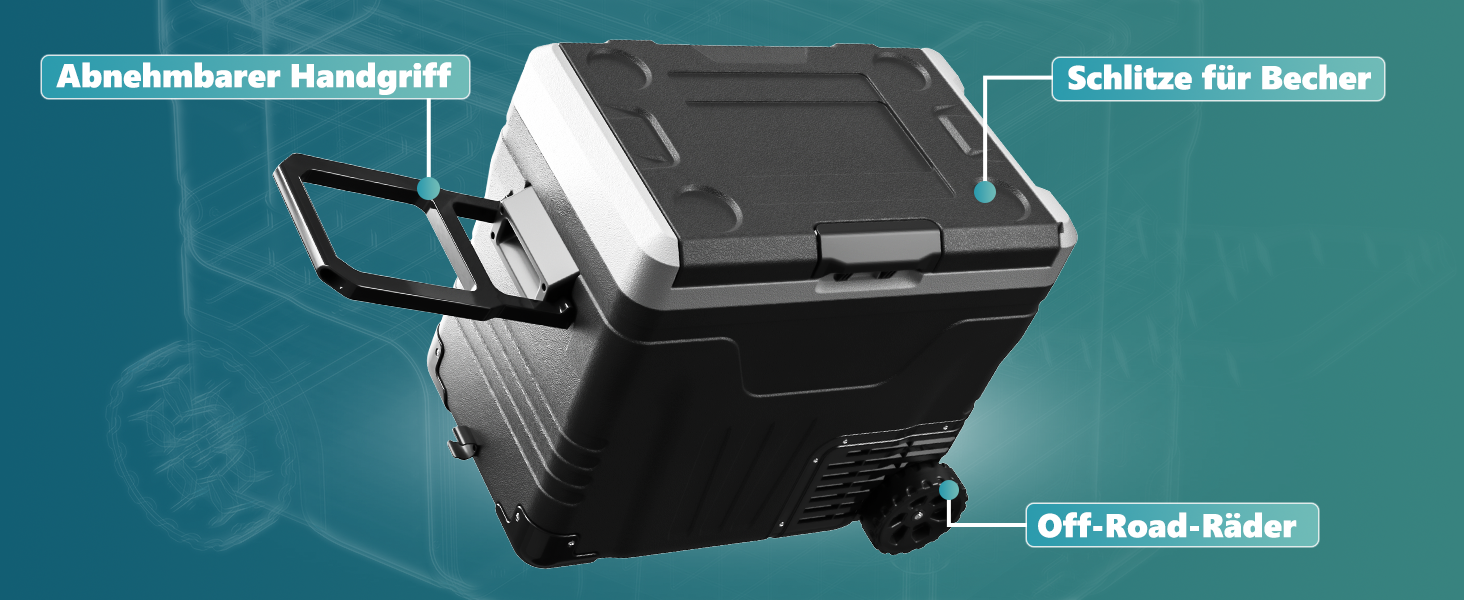 Автомобільний компресорний холодильник EUHOMY 50л з Wi-Fi, -20°C~20°C, 12/24V/220V, на колесах для кемпінгу, подорожей, риболовлі
