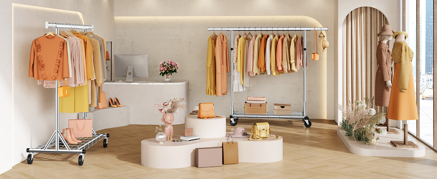 Металевий вішак для одягу на коліщатках FAVOOOSTY, 200 кг, мобільний, швидка установка, 1 стійка