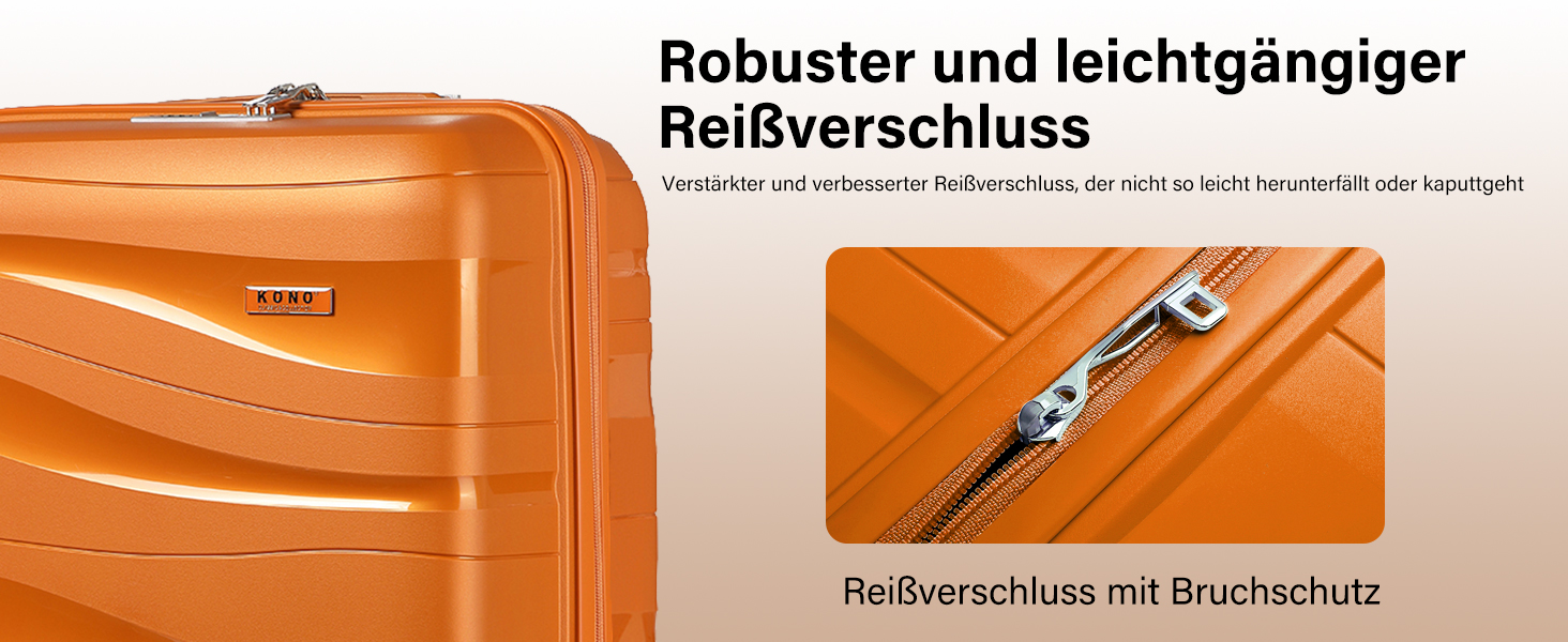 Набір валіз KONO 2 шт: ручна валіза-тележка 55 см + косметичка з поліпропілену, колір помаранчевий