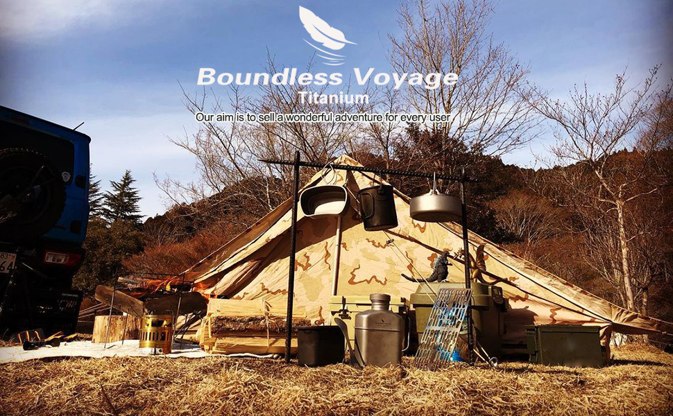 Набір кухонного посуду Boundless Voyage з титанових каструль та сковорідок для кемпінгу та пікніків Ti1585B