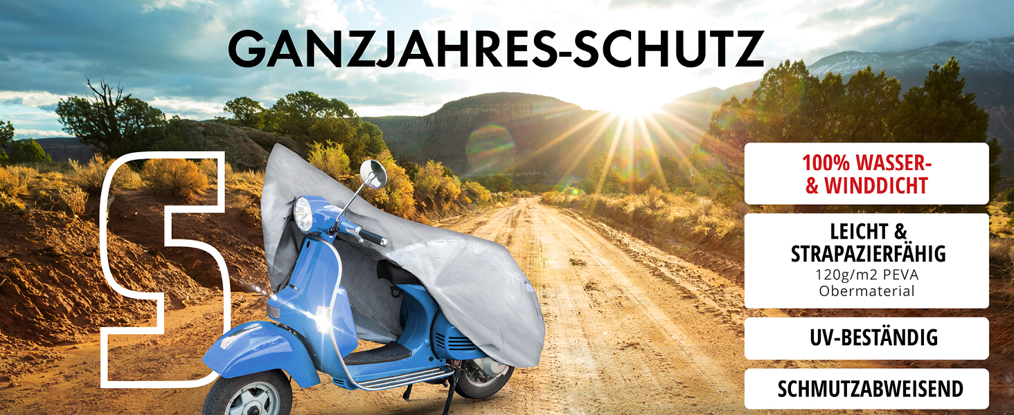Водонепроникний чохол для мотоцикла та скутера Vespa All Weather (S), сріблястий, 185x90x110 см — всесезонний захисний покрив