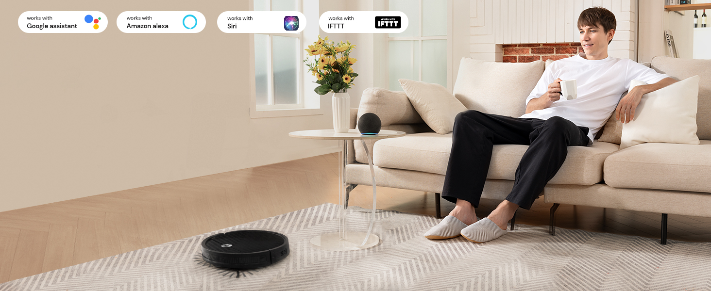 Робот-пилосос Vexilar W6 без функції миття, потужність 2800Pa, час роботи 140 хв, керування через додаток, голосове керування, безщітковий двигун, для шерсті тварин, килимів, твердих підлог