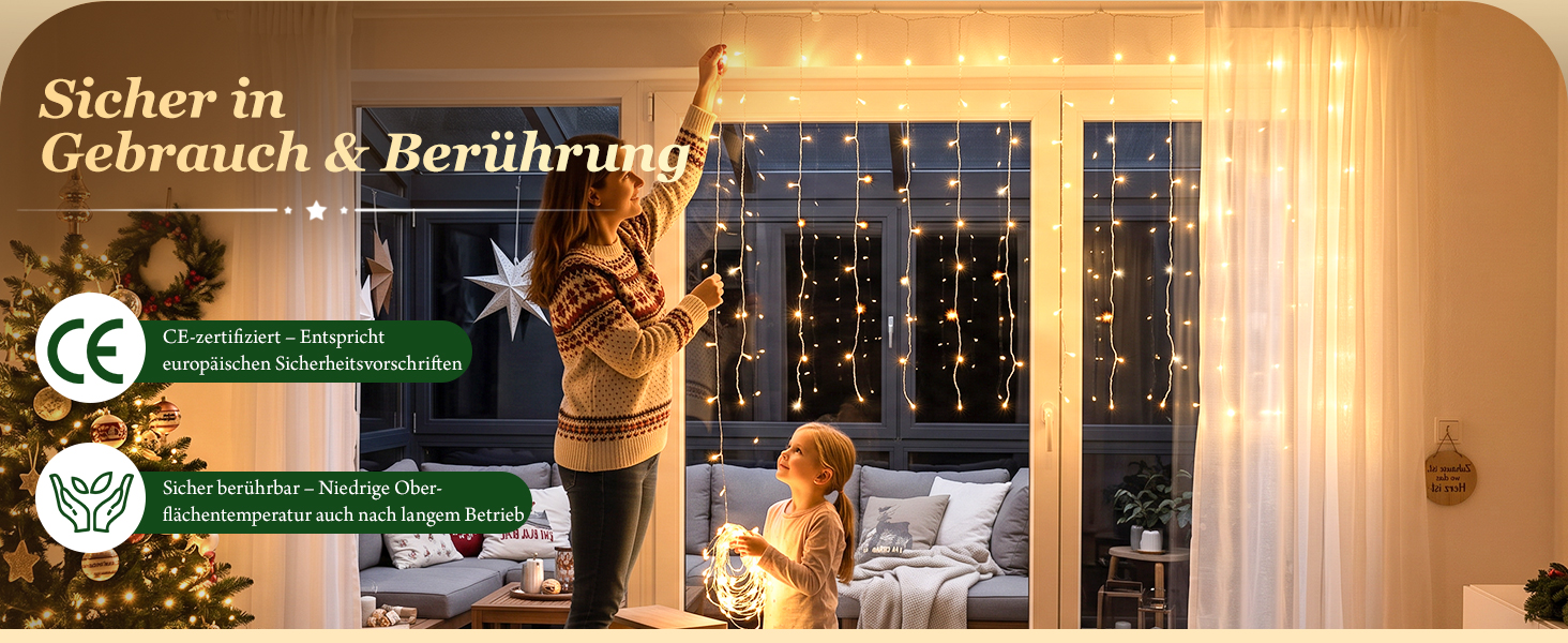 Світлодіодна гірлянда-завіса SALCAR Eisregen 3м x 1м, 150 LED, теплий білий колір, для вікон та балкона
