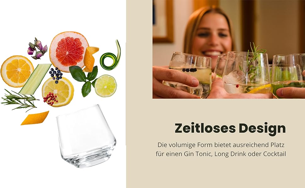 Набір келихів для джину та тоніку 4 шт, 400 мл, в подарунковій коробці з рецептами коктейлів, для великого льоду. Подарунок для чоловіків та жінок