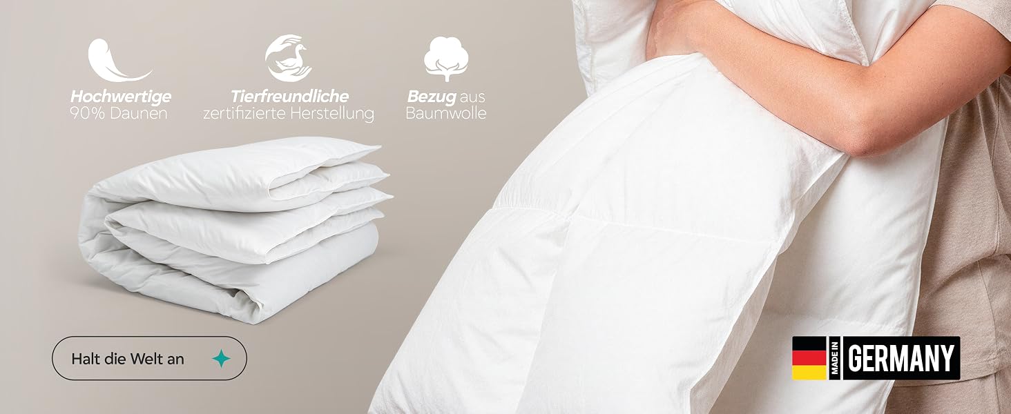 Зимова ковдра з пуху 135x200 см (90% пух), Made in Germany — преміум якість