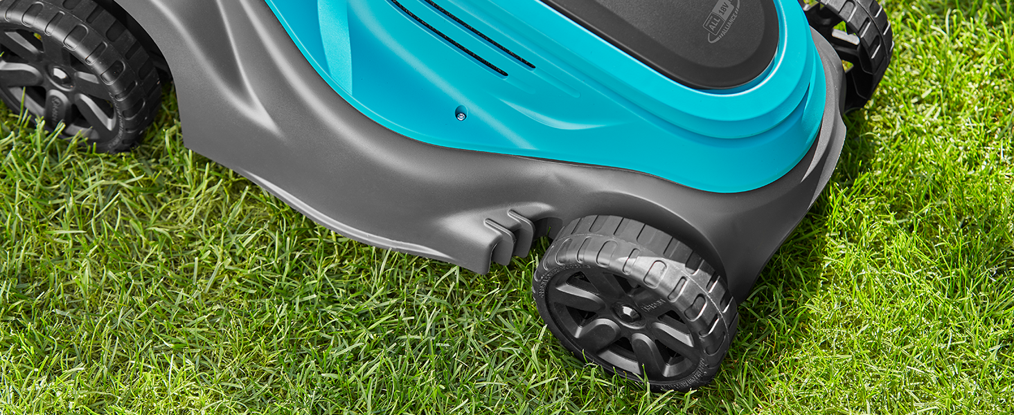 Акумуляторний газонокосарка Gardena PowerMax 37/36V P4A: комплект для використання, ширина зрізу 37 см, об'єм травоспіральника 45 л, центральне регулювання висоти зрізу, двигун PowerPlus з Eco-режимом