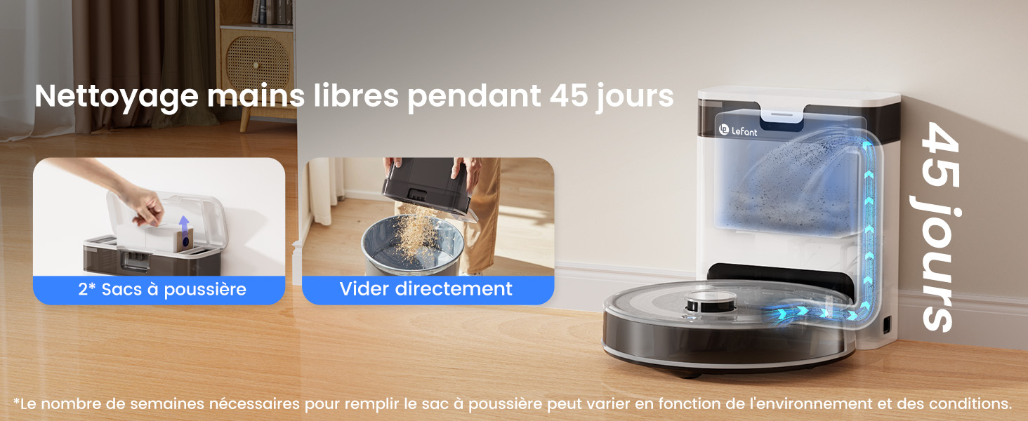 Робот-пилосос LEFANT M2 Plus з картографією, лазерною навігацією, 6000Pa, персоналізованим прибиранням, WiFi/App/Alexa, чорний (M2 Pro Grey)