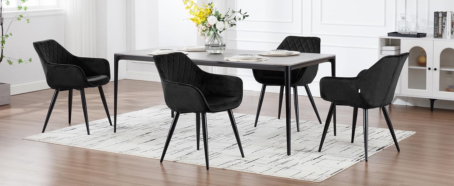 Набір з 2 стільців Woltu Esszimmerstühle: м'які крісла з підлокітниками для кухні, вітальні, обідньої кімнати, зелений велюр, металеві ніжки