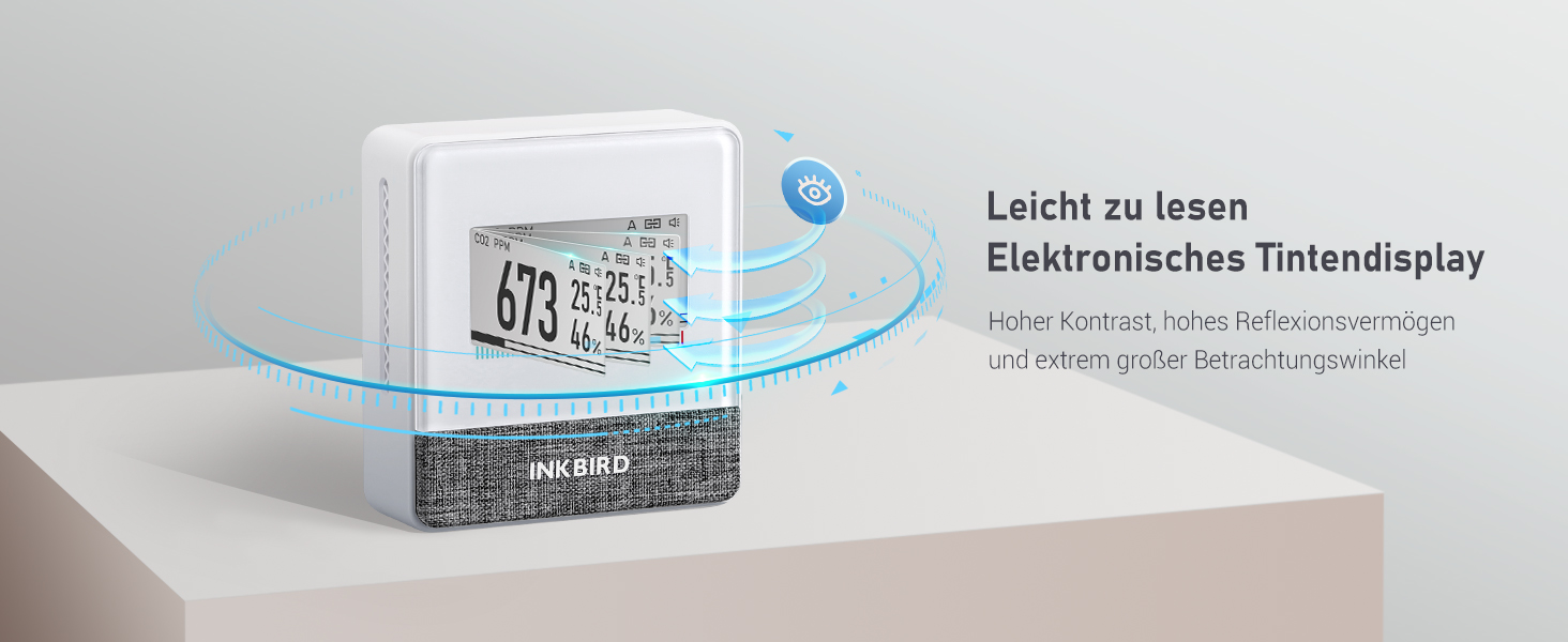 Вимірювач якості повітря Inkbird IAM-T1: CO2, температура, вологість, тиск. Електронний екран, 4 роки роботи від батареї, для дому та офісу