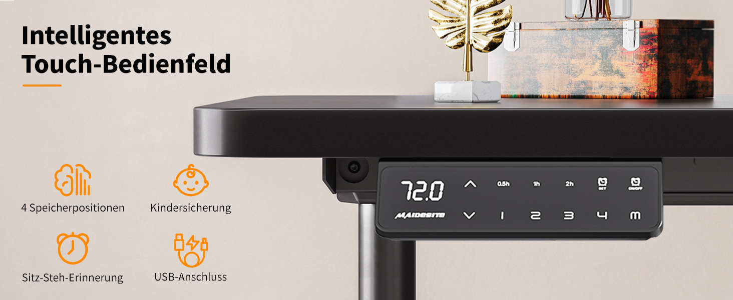 Електричний регульований стіл MAIDeSITe EL2 Pro Art з овальною основою, чорний. Підйом до 180 кг, 4 пам'яті, захист від зіткнень