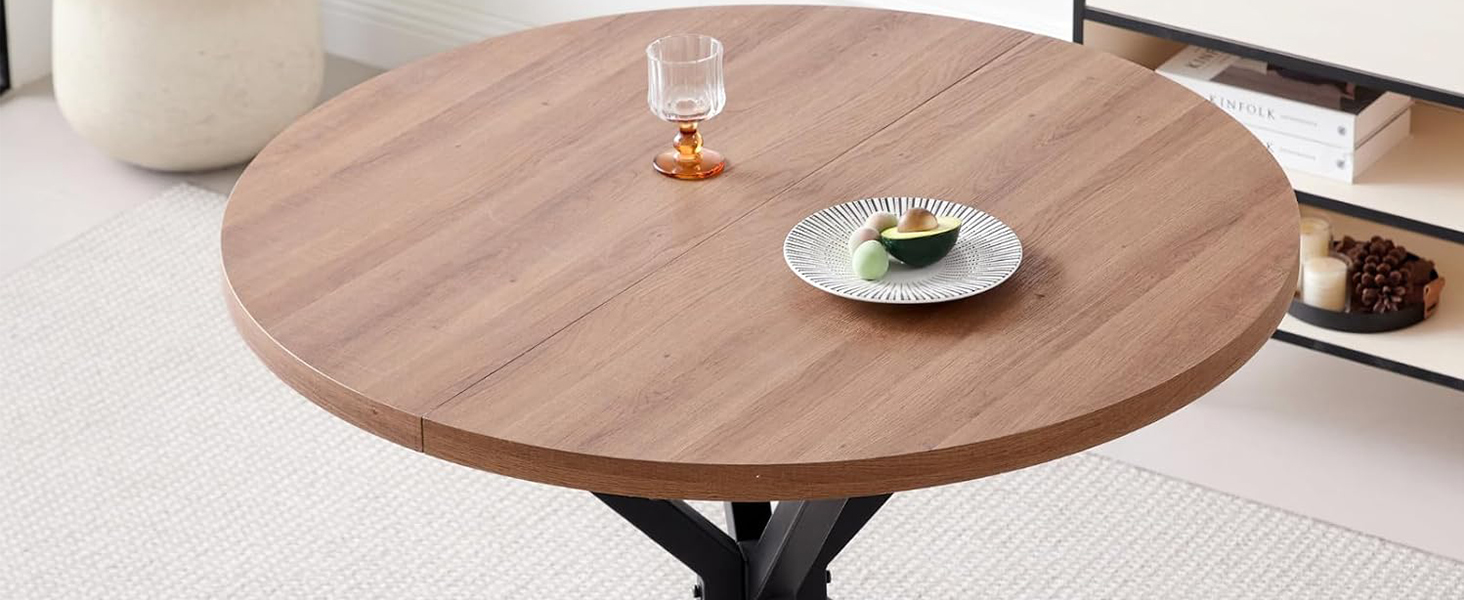 Обідній комплект на 5 персон: круглий стіл 100 см + 4 стільці (голландський флізелін), для кухні, вітальні, балкону, ресторану, офісу (темне дерево + чорний колір)