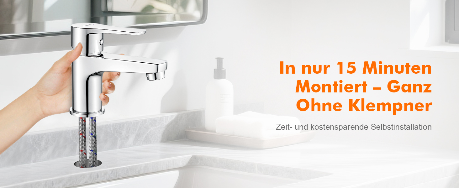 Ibergrif - Змішувач для ванної кімнати з одним важелем, хром. Змішувач для раковини з водозберігаючою функцією, анти-відбитки пальців, легка установка, модель M11057. Без функції холодного старту.