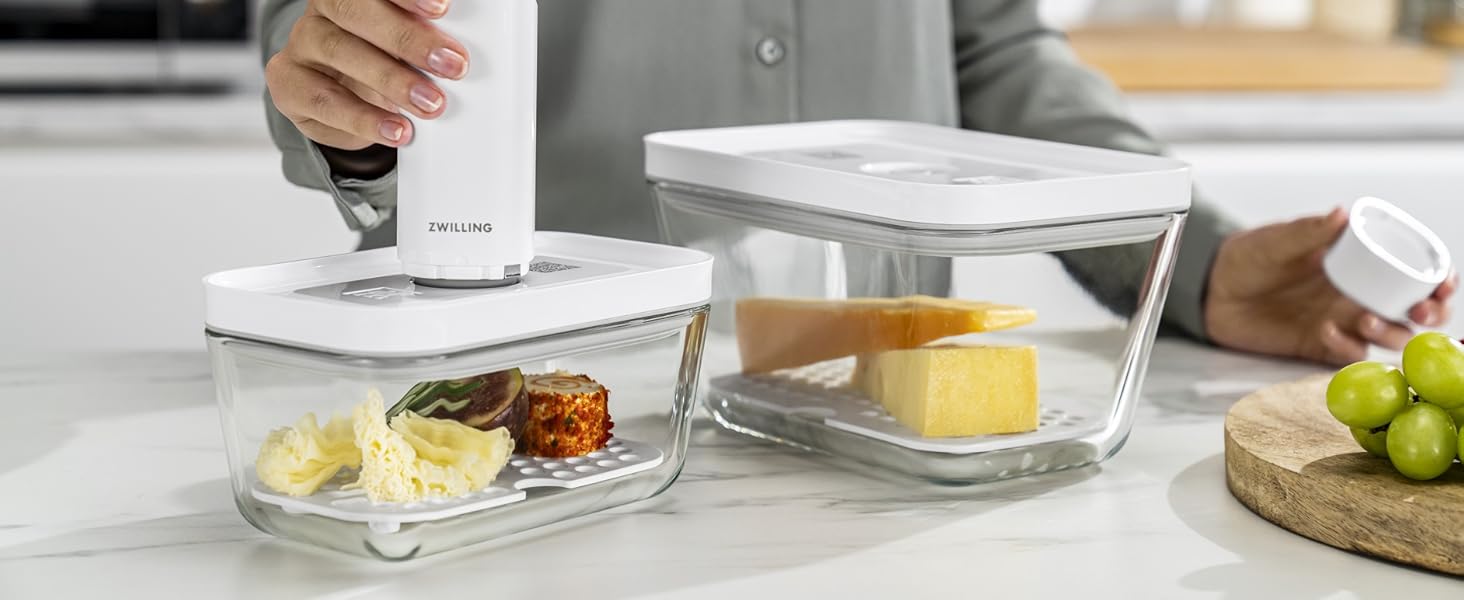 Набір ZWILLING Fresh & Save: контейнери для зберігання продуктів з вакуумним насосом (9 шт.) з нержавіючої сталі, M-18 см, L-24 см