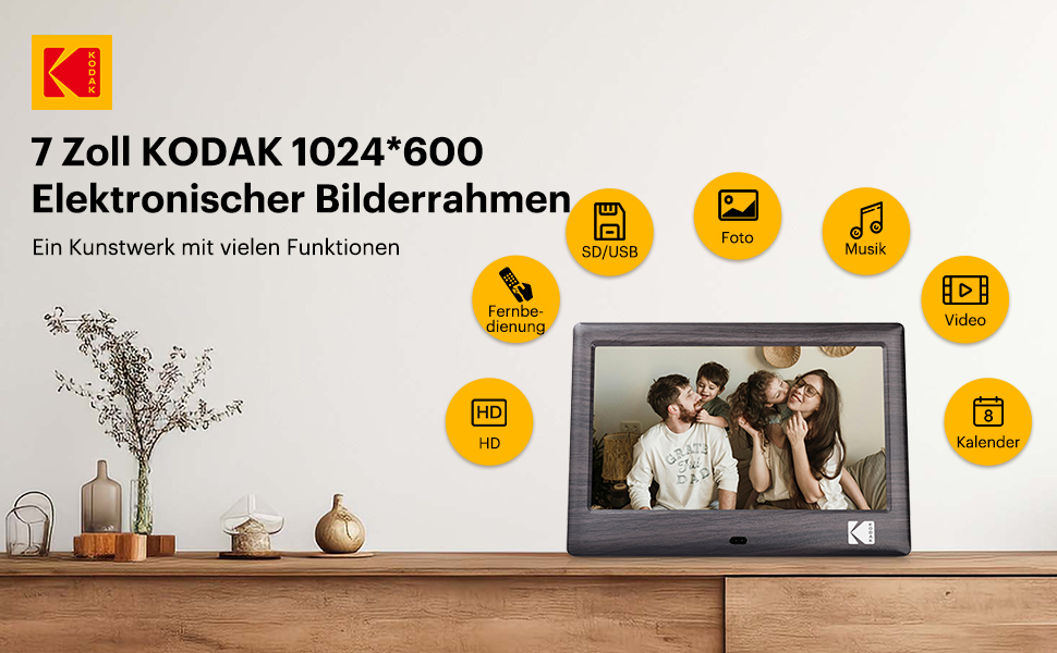 Цифровий фотоальбом Kodak 10 дюймів з Wi-Fi, акумулятор 4000mAh, 32GB, IPS HD сенсорний екран, автоповорот, для обміну фото та відео