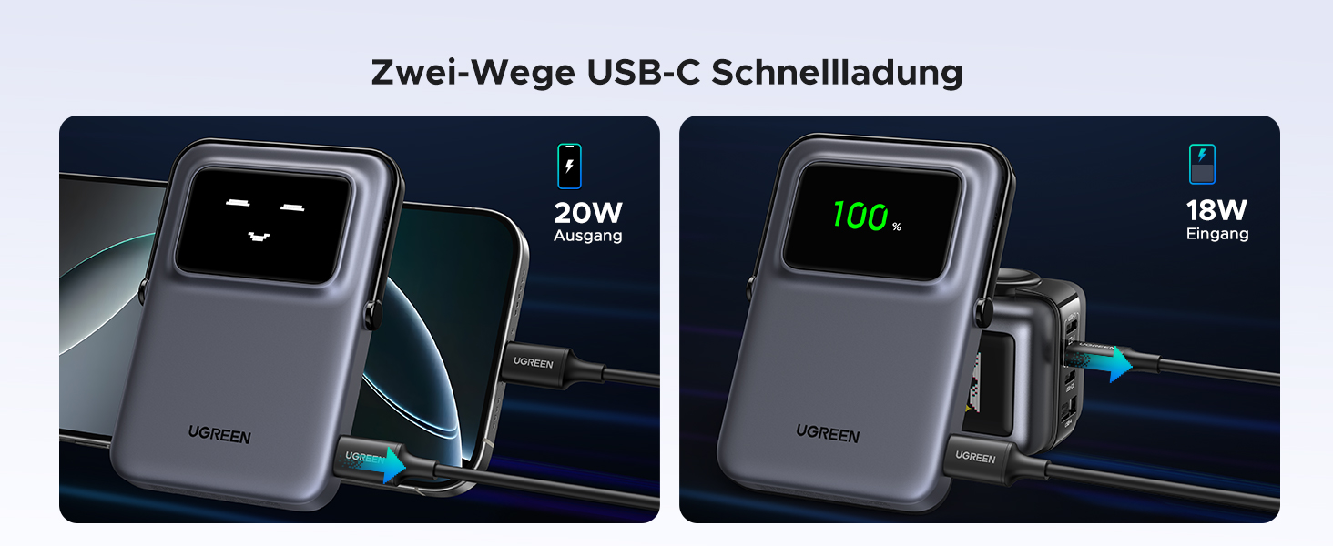 Бездротовий повербанк UNO 5000 мАг, MagSafe, 20 Вт USB-C, підставка, TFT дисплей, iPhone 12-16 (чорний)