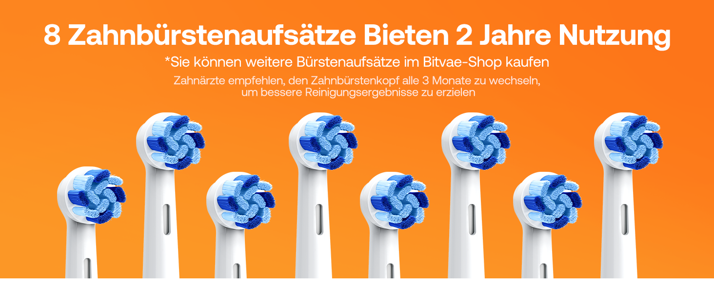 Електрична зубна щітка Bitvae з 8 насадок для дорослих та дітей, кейс, 5 режимів, таймер 2 хв, 60 днів роботи, (R1H3, Біла)