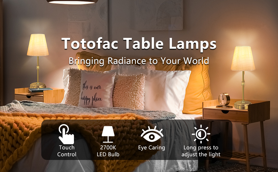 Настільна лампа Totofac 2 шт. з торшером, сенсорне керування, 3 рівні яскравості, тепле біле світло, LED, сучасний дизайн, ручна робота, для спальні, вітальні, офісу