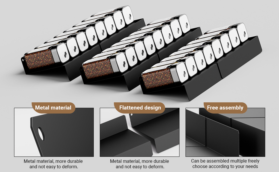 Набір банок для спецій Miorkly з кришками-обертами та полицею [24 x 120 мл] - Органайзер для спецій у ящик, полиця для спецій з банками, сріблястий, 24 шт.