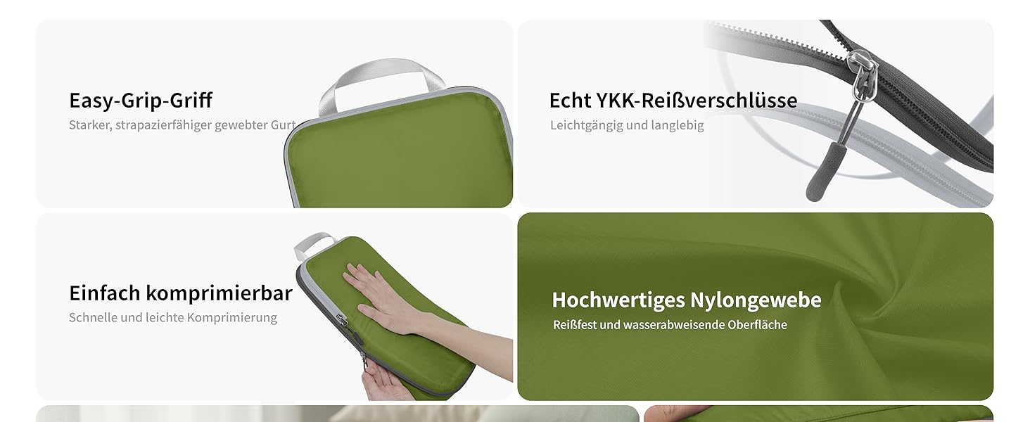 Набір компресійних органайзерів для одягу Cipway для подорожей, ультралегкі пакувальні куби для валізи та рюкзака, 6 шт, зелений