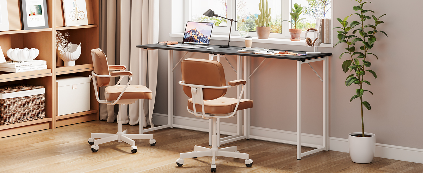 Стіл Dripex розкладний для комп'ютера, PC стіл для home office, білий та темний дуб (з монтажем)