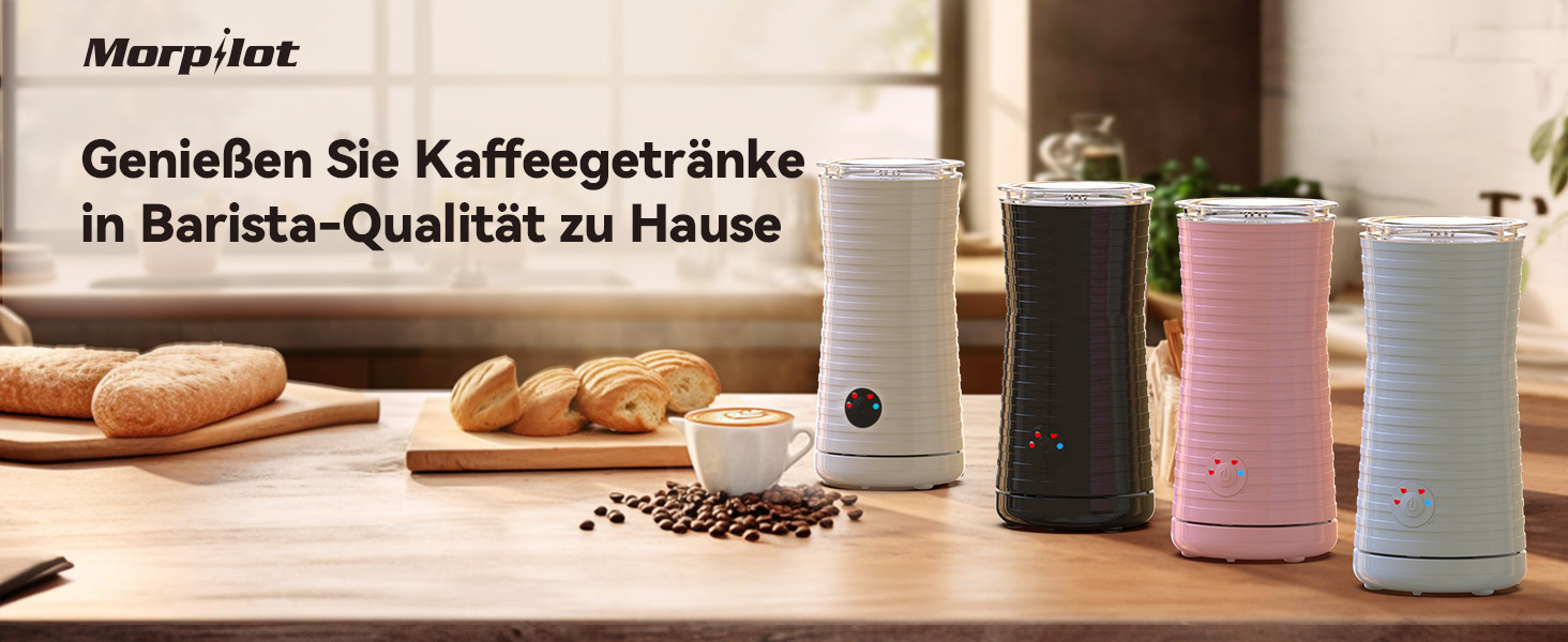 Електричний піноутворювач для молока Morpilot 4-в-1, для лате, капучино, макіато - блакитний