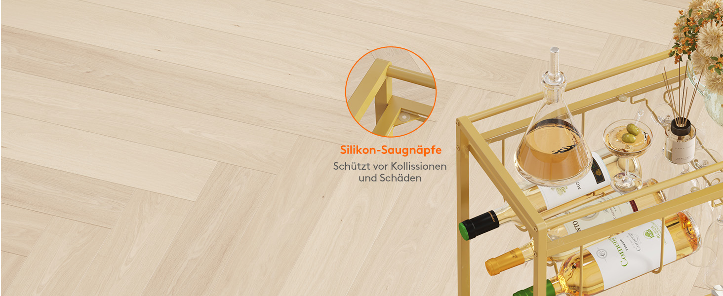 Візок кухонний LifeWit з 3 рівнями, сервірувальний візок на колесах, візок-бар для кухні, вітальні, їдальні, офісу (золотий, 60x30x71 см)