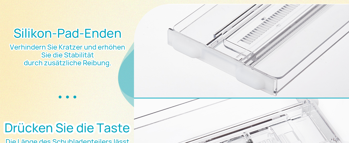 Організатори для шухляд Vtopmart (8 шт.) - регульовані, прозорі, 25.6-41.6 см