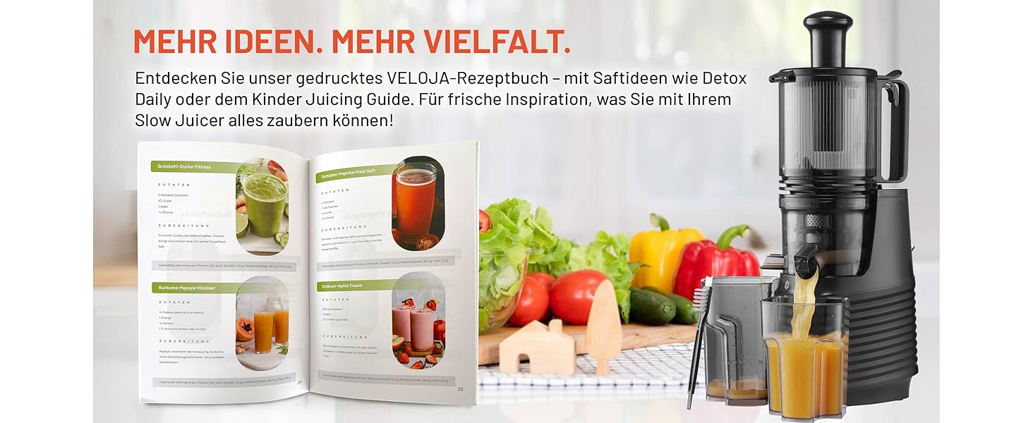 Професійний шнековий соковичавник Slow Juicer Pro для цілих фруктів та овочів – тиха робота, легке очищення, з рецептами