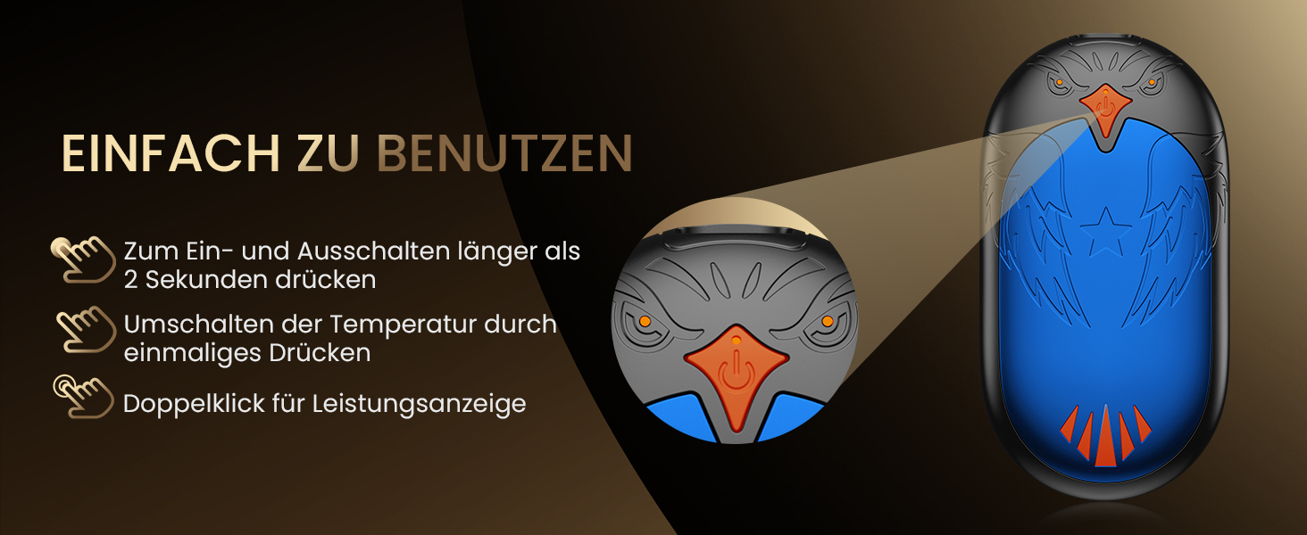 Електричні грілки для рук 2 шт. з USB-зарядкою, 3 режими нагріву, 24 години тепла, багаторазові, для зими, блакитні