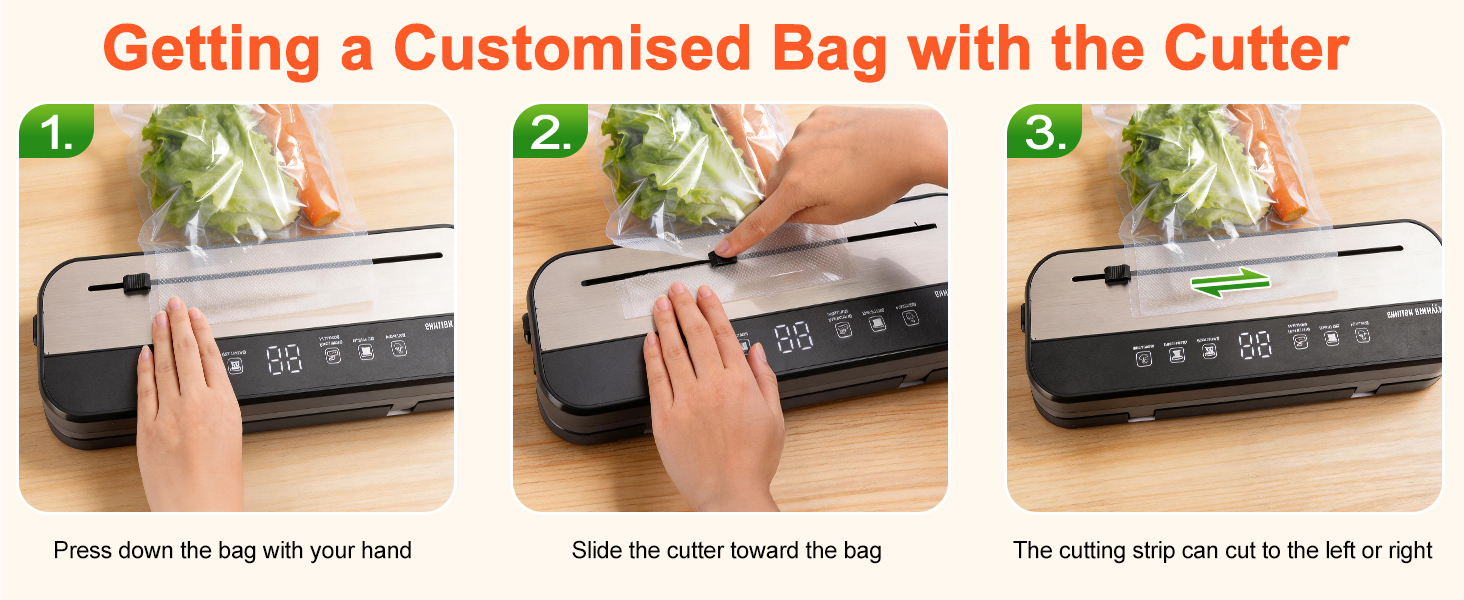 Вакууматор SHINER 6-в-1 для сухих та вологих продуктів, компактний вакуумний пакувальник з цифровим дисплеєм та набором пакетів, сріблястий