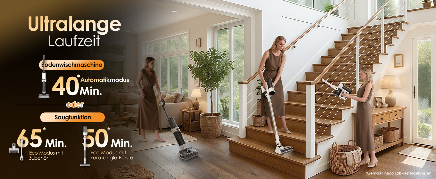 Tineco FLOOR ONE S6 Combo: акумуляторний пилосос 2-в-1 для сухого та вологого прибирання, самоочищення, 60 хв роботи