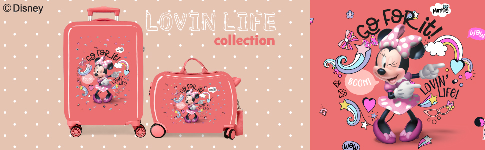 Дитяча валіза Disney Minnie Lovin Life, рожева, 50 x 39 x 20 см, жорстка комбінована застібка з ABS, 34 л, 1,8 кг, 4 колеса, ручна поклажа, рожева, дитяча валіза