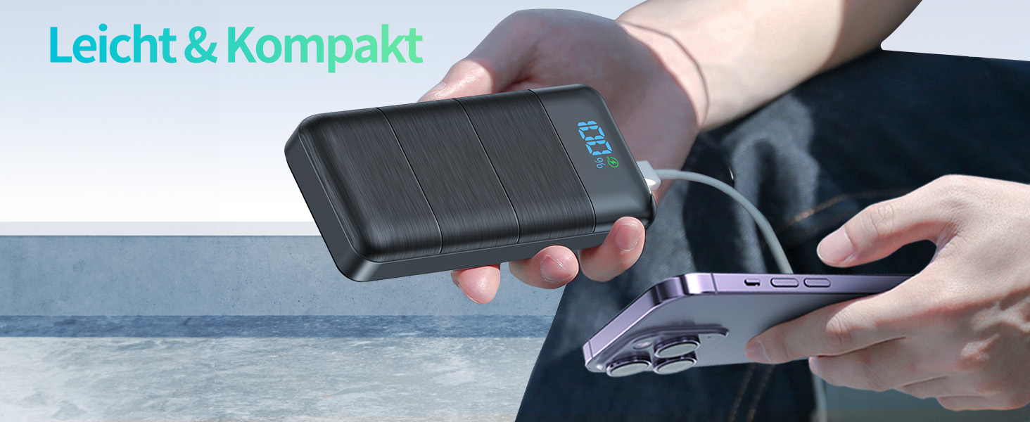 Вт, Power Bank 30000mAh USB C PD20W швидка зарядка, зовнішній акумулятор мобільного телефону Портативний зарядний пристрій з LED дисплеєм 3 виходи 2 входи Protable Mobile Power Bank Station для смартфонів, 22.5