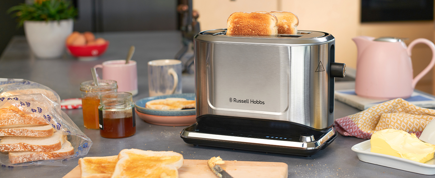 Скляний електрочайник Russell Hobbs Attentiv 26200-70 з регулюванням температури (40-100°C), ситом для чаю, цифровим керуванням та функцією підігріву, 1.7л, 2400Вт, нержавіюча сталь