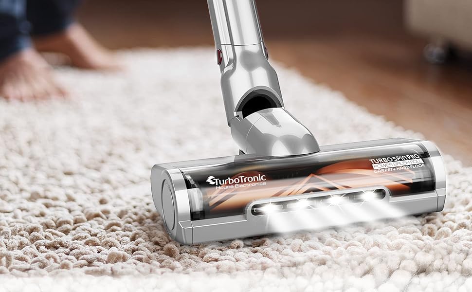 TurboTronic StormStick: акумуляторний пилосос 120 Вт з фільтром MIF та 5 м кабелем, 11kPA, циклон-технологія, чорний