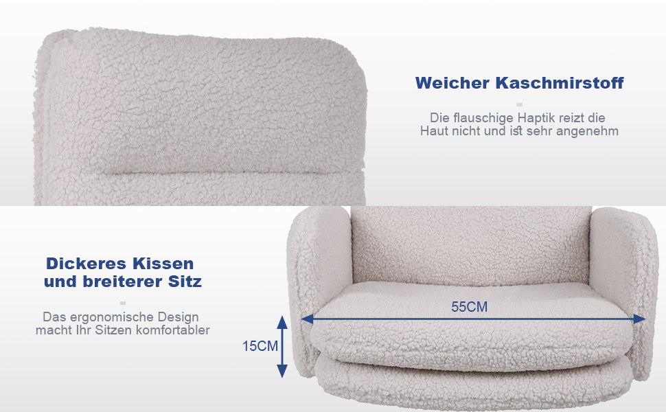 Крісло для дому та офісу Youhauchair з кашеміру, ергономічне, з високою спинкою, регульована висота, кремовий колір