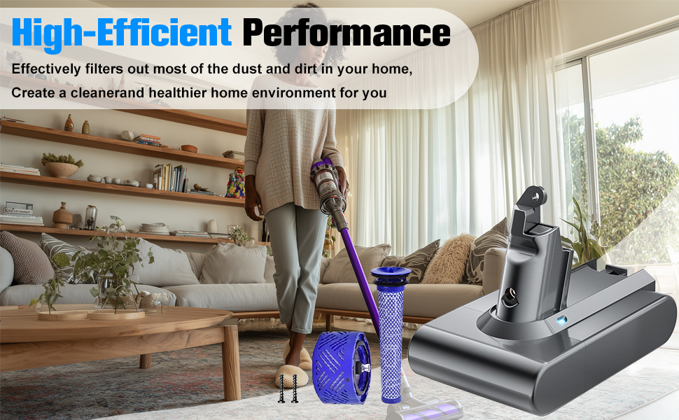 Акумулятор для пилососа Dyson V6 (Powtree) + 2 фільтри + захисна кришка + гвинти, Сірий