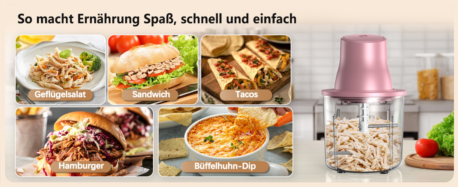 Електричний подрібнювач для кухні 1.5L, подрібнювач курки, овочів, фруктів, м'яса, для дитячого харчування, 250W