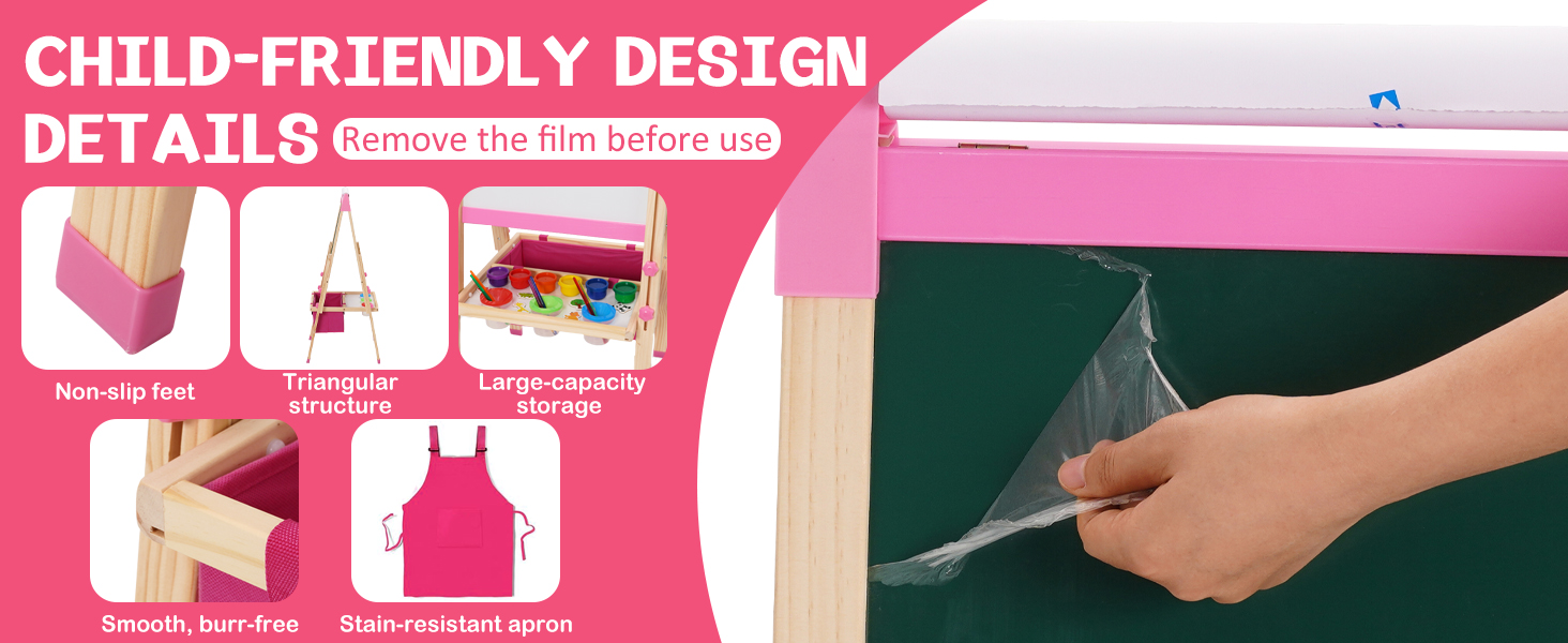 Дитяча мольберт-дошка Maltafel рожевого кольору з сумкою, регульована висота, двосторонній, з рулоном паперу, для дітей від 4 років