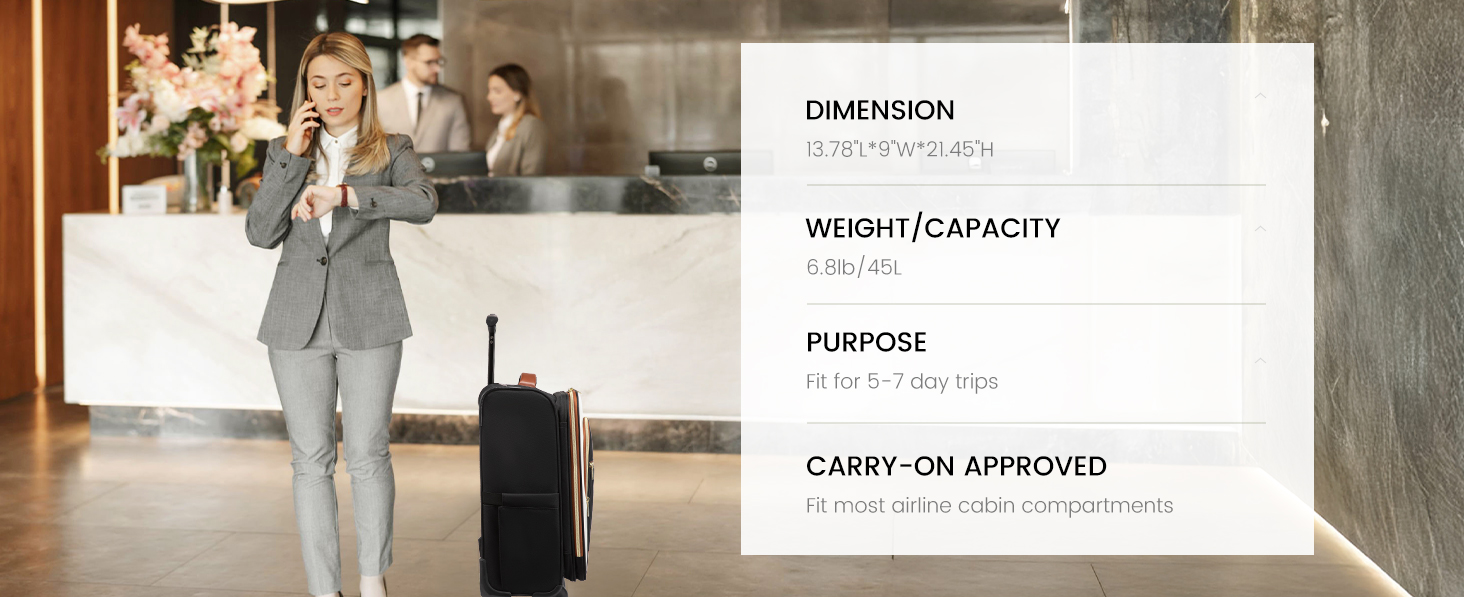 LOVEVOOK Набір валіз ручної поклажі: ручна валіза, середнього розміру, 20 дюймів, з відділенням для ноутбука 17 дюймів, легка, для жінок, подорожі, ділові поїздки, чорний, білий, коричневий
