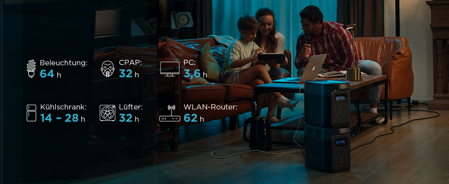 Електростанція EcoFlow DELTA 2: портативна, 1024Wh, LiFePO4, сонячний генератор, розширювана до 3kWh, швидка зарядка, для кемпінгу та дому
