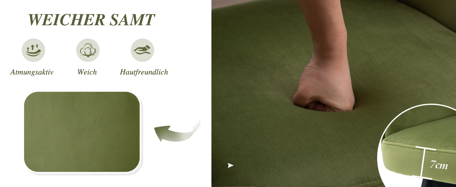 4 крісла з оксамиту для їдальні, обертаються на 360°, кухонні крісла з підлокітниками, м'які бокові крісла для дому, офісу, вітальні (53*58*78 см, зелені)