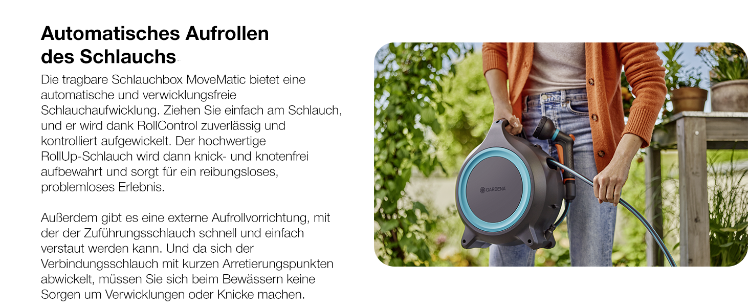 Gardena Mobile Schlauchbox MoveMatic: Автоматична мобільна система для зберігання садового шланга 18690-20