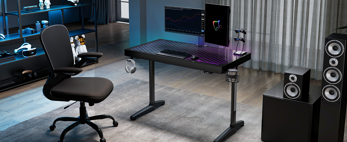 Ігровий стіл EUREKA ERGONOMIC RGB 110 см з підсвічуванням, 110 x 60 см