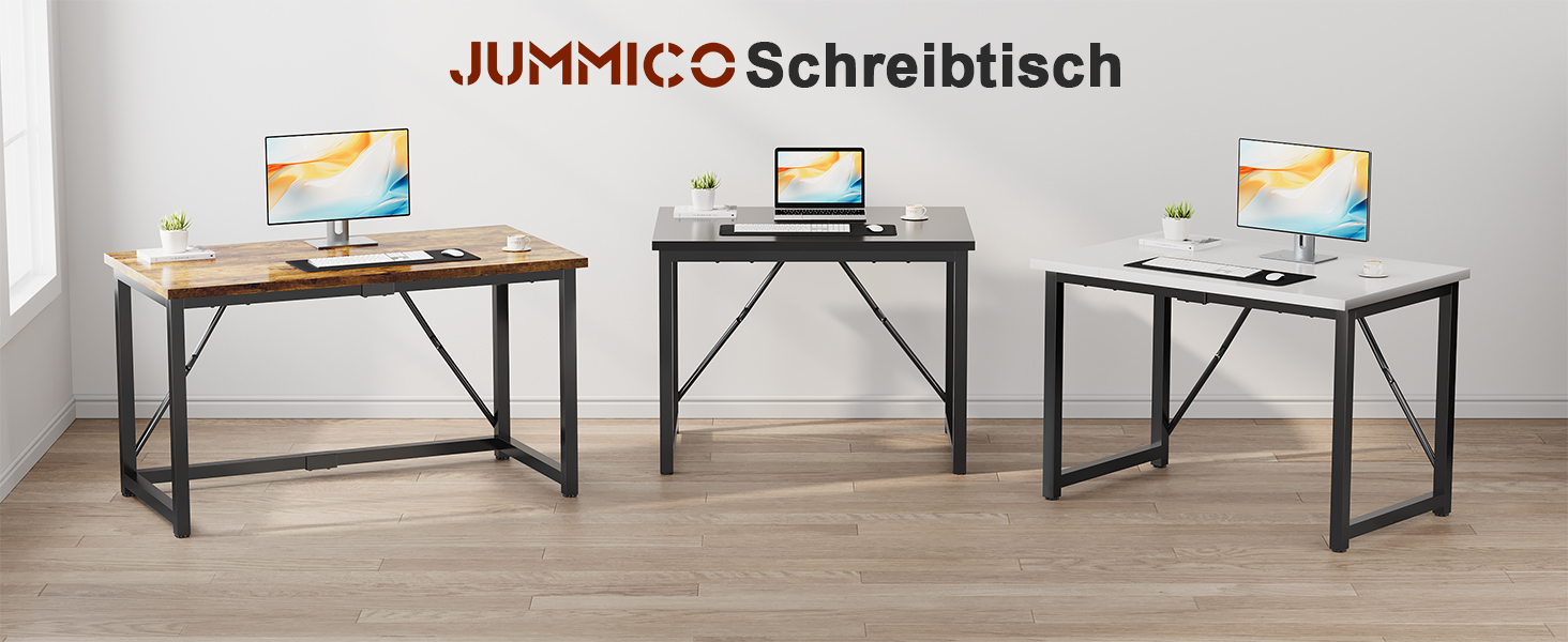 Письмовий стіл JUMMICO 80x50x75 см, комп'ютерний стіл з регульованими ніжками, гачком, вантажопідйомність 60 кг, водостійка стільниця, для дитячої кімнати та малих приміщень, вінтажний коричневий