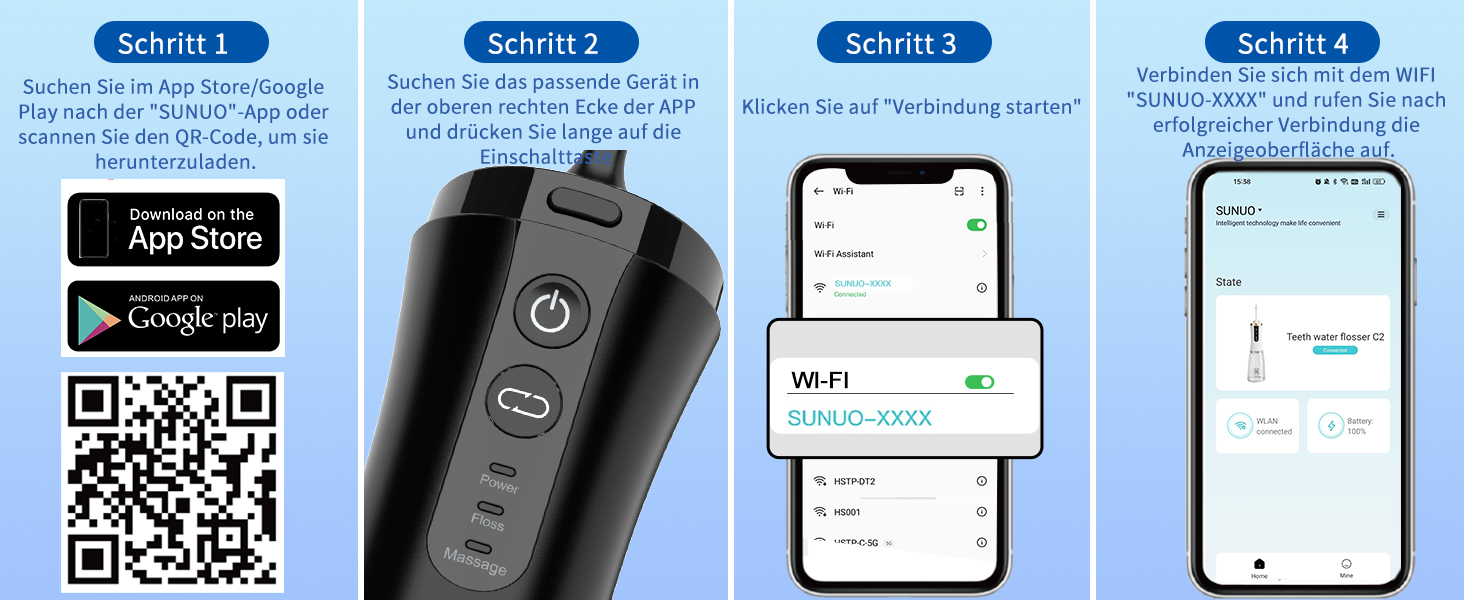Електрична ірigator для порожнини рота VITCOCO бездротовий, 350 мл, 12 режимів, 5 насадок, чорний
