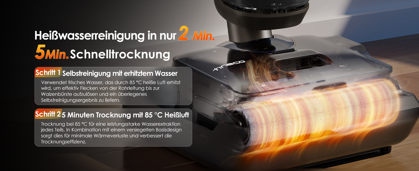 Tineco Floor ONE i6 Stretch: Акумуляторний миючий пилосос 2-в-1 з гарячим повітрям для сухого та вологого прибирання, 20 кПа, для шерсті тварин